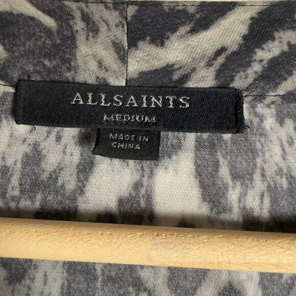 All Saints Nichola Gray Leopard Animal V-Neck Handkerchief Mini Dress Size M - Picture 15 of 15